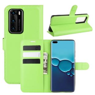 For Huawei P40 Litchi Texture Horizontal Flip Protective Case with Holder & Card Slots & Wallet(Green)