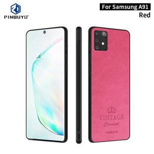 For Galaxy A91 / S10 Lite PINWUYO Pin Rui Series Classical Leather Texture PC + TPU Waterproof  Anti-fall All-inclusive Protective Case Shell(Red)