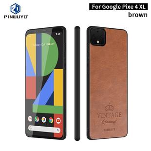 For Google Pixel 4 XL PINWUYO Pin Rui Series Classical Leather Texture PC + TPU Waterproof  Anti-fall All-inclusive Protective Case Shell(Brown)