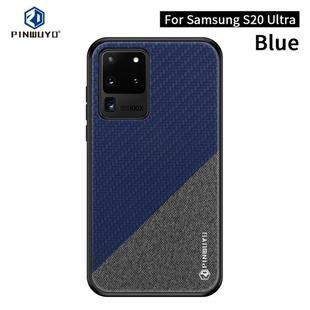 For Galaxy S20 Ultra PINWUYO Rong Series  Shockproof PC + TPU+ Chemical Fiber Cloth Protective Case(Blue)