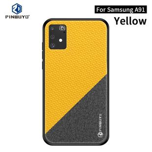For Galaxy A91 / S10 Lite PINWUYO Rong Series  Shockproof PC + TPU+ Chemical Fiber Cloth Protective Case(Yellow)