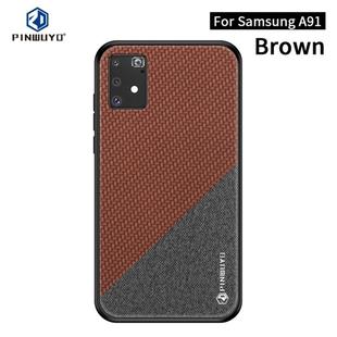 For Galaxy A91 / S10 Lite PINWUYO Rong Series  Shockproof PC + TPU+ Chemical Fiber Cloth Protective Case(Brown)