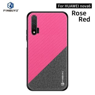 For Huawei Nova 6 PINWUYO Rong Series  Shockproof PC + TPU+ Chemical Fiber Cloth Protective Case(Red)