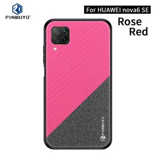 For Huawei Nova 6 SE PINWUYO Rong Series  Shockproof PC + TPU+ Chemical Fiber Cloth Protective Case(Red)
