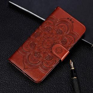 For Galaxy S20+ Mandala Embossing Pattern Horizontal Flip Leather Case with Holder & Card Slots & Wallet & Photo Frame & Lanyard(Brown)