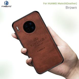 For Huawei Mate 30 5G (Leather) PINWUYO Zun Series PC + TPU + Skin Waterproof Anti-fall All-inclusive Protective Case(Brown)