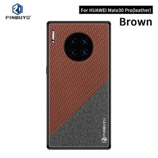 For Huawei Mate 30 Pro 5G (Leather) PINWUYO Rong Series Shockproof PC + TPU+ Chemical Fiber Cloth Protective Cover(Brown)