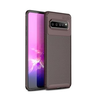 For LG V60 ThinQ 5G Carbon Fiber Texture Shockproof TPU Case(Brown)