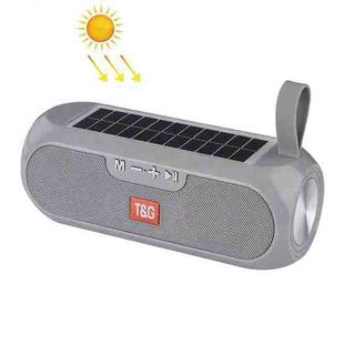 T&G TG182 Portable Column Wireless Stereo Music Box Solar Power waterproof USB AUX FM radio super bass(Grey)