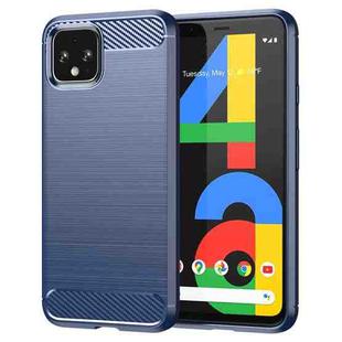 For Google Pixel 4a Brushed Texture Carbon Fiber Shockproof TPU Case(Navy Blue)