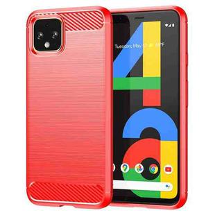 For Google Pixel 4a Brushed Texture Carbon Fiber Shockproof TPU Case(Red)