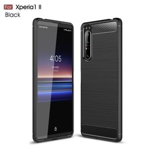 For Sony Xperia 1 II Brushed Texture Carbon Fiber Shockproof TPU Case(Black)