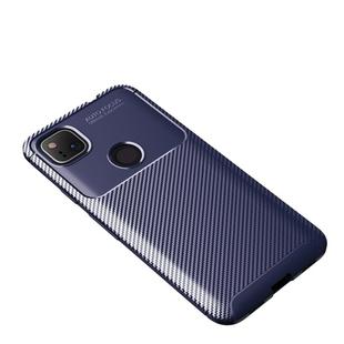 For Goolge Pixel 4a Beetle Series Carbon Fiber Texture Shockproof TPU Case(Blue)