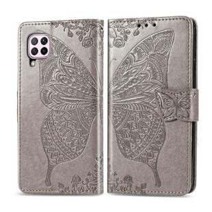 For Huawei Nova 6 SE Butterfly Love Flower Embossed Horizontal Flip Leather Case with Bracket / Card Slot / Wallet / Lanyard(Gray)