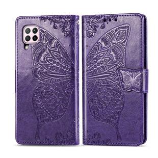 For Huawei Nova 6 SE Butterfly Love Flower Embossed Horizontal Flip Leather Case with Bracket / Card Slot / Wallet / Lanyard(Dark Purple)