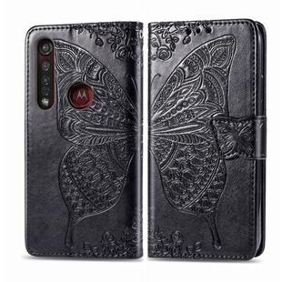 For Moto G8 Plus Butterfly Love Flower Embossed Horizontal Flip Leather Case with Bracket / Card Slot / Wallet / Lanyard(Black)