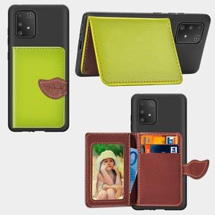 For Galaxy S10 Lite / A91  Leaf Buckle Litchi Texture Card Holder PU + TPU Case with Card Slot & Wallet & Holder & Photo Frame(Green)
