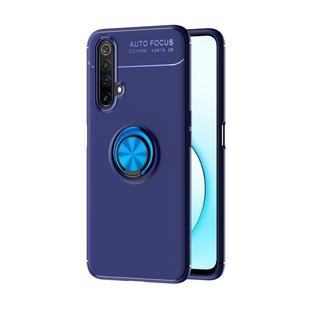 For OPPO Realme X50 Metal Ring Holder 360 Degree Rotating TPU Case(Blue+Blue)