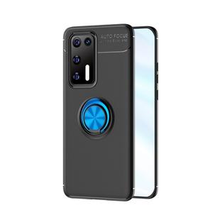 For Huawei P40 Metal Ring Holder 360 Degree Rotating TPU Case(Black+Blue)