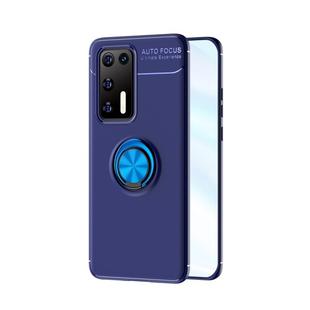 For Huawei P40 Metal Ring Holder 360 Degree Rotating TPU Case(Blue+Blue)