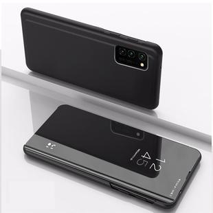 For Galaxy A41 Plated Mirror Horizontal Flip Leather Case with Holder(Black)