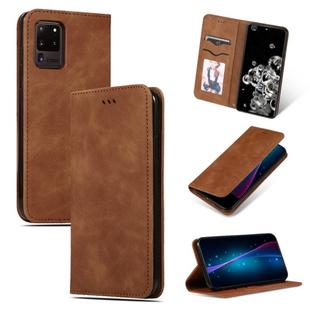 For Galaxy S20 Ultra Retro Skin Feel Business Magnetic Horizontal Flip Leather Case(Brown)