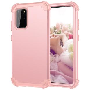 For Galaxy S20 Plus PC + Silicone Three-piece Shockproof Protection Case(Rose Gold)