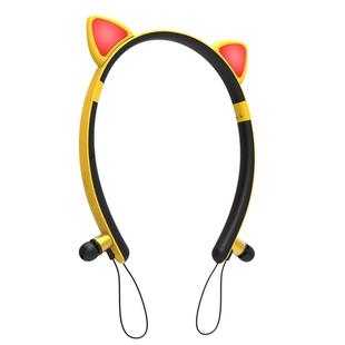 ZW29 Cat Ear Stereo Sound HIFI Fashion Outdoor Portable Sports Wireless  Bluetooth Headset with Mic & LED Light Glowing(Yellow)