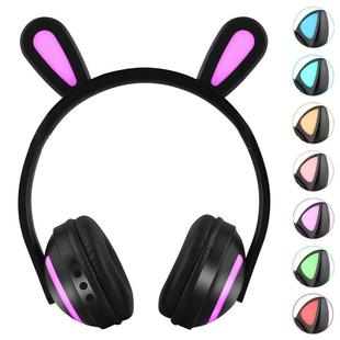 ZW19 LED 7 Colors light Bluetooth Stereo Wireless Headphones Cat Ear Flashing Glowing  Gaming Headset Earphone(Rabbit Girl)