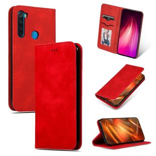 For Xiaomi Redmi Note 8T Retro Skin Feel Business Magnetic Horizontal Flip Leather Case(Red)