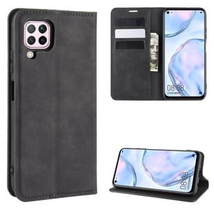 For Huawei nova 6 SE/ P40 Lite / nova 7i Retro-skin Business Magnetic Suction Leather Case with Holder & Card Slots & Wallet(Black)