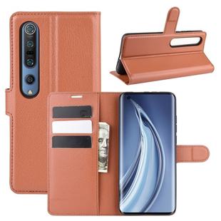 For Xiaomi Mi 10 / Mi 10 Pro Litchi Texture Horizontal Flip Protective Case with Holder & Card Slots & Wallet(Brown)