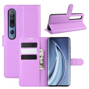 For Xiaomi Mi 10 / Mi 10 Pro Litchi Texture Horizontal Flip Protective Case with Holder & Card Slots & Wallet(Purple)