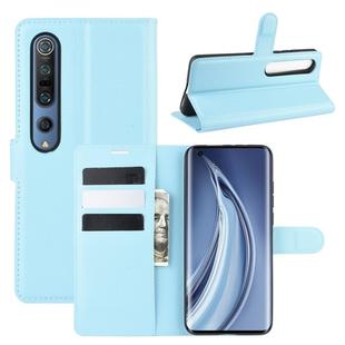 For Xiaomi Mi 10 / Mi 10 Pro Litchi Texture Horizontal Flip Protective Case with Holder & Card Slots & Wallet(Blue)