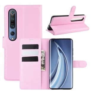 For Xiaomi Mi 10 / Mi 10 Pro Litchi Texture Horizontal Flip Protective Case with Holder & Card Slots & Wallet(Pink)