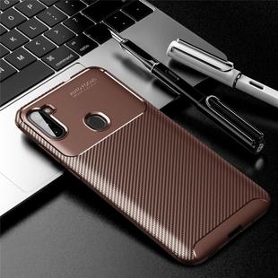 Fo Galaxy A11 Carbon Fiber Texture Shockproof TPU Case(Brown)