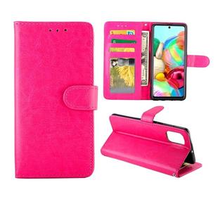 For Galaxy A71 Crazy Horse Texture Leather Horizontal Flip Protective Case with Holder & Card Slots & Wallet & Photo Frame(Magenta)