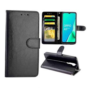 For OPPO A9 (2020) / A5 (2020) Crazy Horse Texture Leather Horizontal Flip Protective Case with Holder & Card Slots & Wallet & Photo Frame(Black)