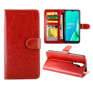 For OPPO A9 (2020) / A5 (2020) Crazy Horse Texture Leather Horizontal Flip Protective Case with Holder & Card Slots & Wallet & Photo Frame(Brown)