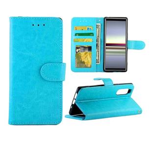 For Sony Xperia 5 Crazy Horse Texture Leather Horizontal Flip Protective Case with Holder & Card Slots & Wallet & Photo Frame(Baby Blue)