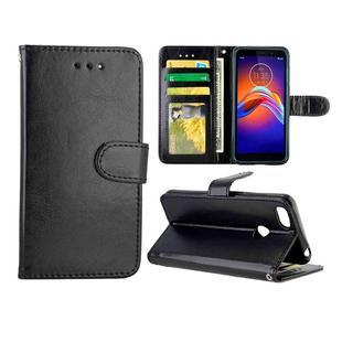 For Motorola MOTO E6 Play Crazy Horse Texture Leather Horizontal Flip Protective Case with Holder & Card Slots & Wallet & Photo Frame(Black)