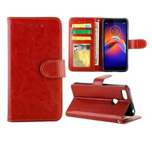 For Motorola MOTO E6 Play Crazy Horse Texture Leather Horizontal Flip Protective Case with Holder & Card Slots & Wallet & Photo Frame(Brown)