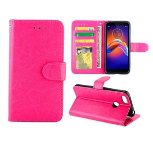 For Motorola MOTO E6 Play Crazy Horse Texture Leather Horizontal Flip Protective Case with Holder & Card Slots & Wallet & Photo Frame(Magenta)