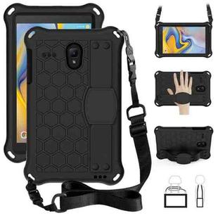 For Samsung Galaxy Tab A 8.0(2018) / T387 Honeycomb Design EVA + PC Four Corner Shockproof Protective Case with Straps(Black+Black)