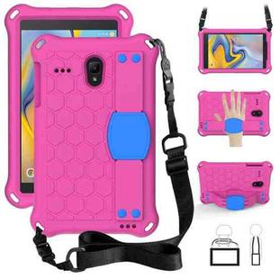For Samsung Galaxy Tab A 8.0(2018) / T387 Honeycomb Design EVA + PC Four Corner Shockproof Protective Case with Straps(Rose Red+Blue)