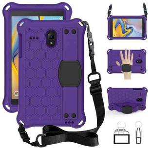 For Samsung Galaxy Tab A 8.0(2018) / T387 Honeycomb Design EVA + PC Four Corner Shockproof Protective Case with Straps(Purple+Black)