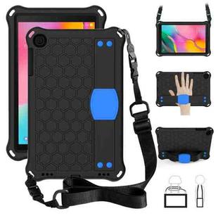 For GalaxyTab A 10.1 (2019) T510  Honeycomb Design EVA + PC Four Corner Anti Falling Flat Protective Shell With Straps(Black+Blue)