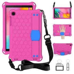 For GalaxyTab A 10.1 (2019) T510  Honeycomb Design EVA + PC Four Corner Anti Falling Flat Protective Shell With Straps(Rose Red+Blue)
