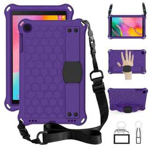 For GalaxyTab A 10.1 (2019) T510  Honeycomb Design EVA + PC Four Corner Anti Falling Flat Protective Shell With Straps(Purple+Black)