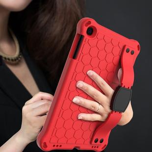 For iPad mini 5 / 4 / 3 / 2 /1 Honeycomb Design EVA + PC Four Corner Anti Falling Flat Protective Shell With Straps(Red+Black)